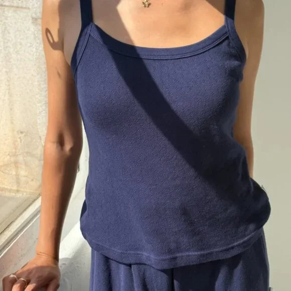 Le Bon Shoppe Pointelle Eve Cami Navy - Picture 2 of 6